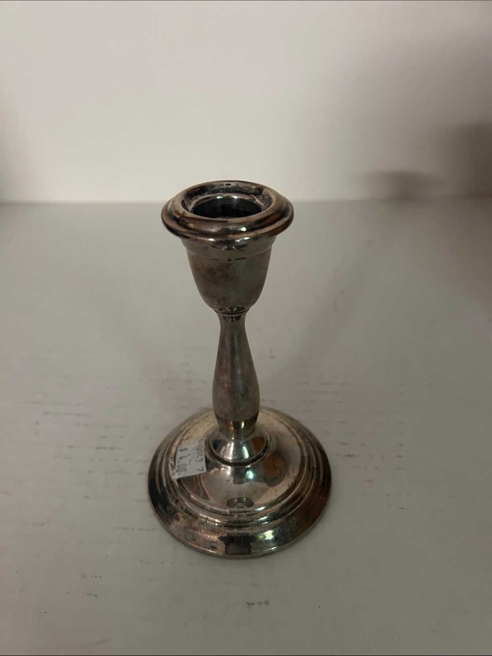 Vintage Silver Tone Single Candlestick Holder